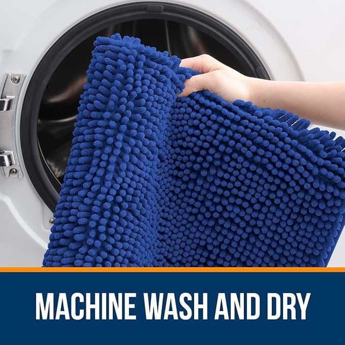 OLANLY Bathroom Rugs 30x18, Extra Soft Absorbent Chenille Bath Rugs, Rubber