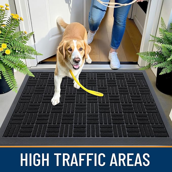 OLANLY Front Door Mat Outside Entrance 29.5x17, Heavy Duty Sturdy Natural