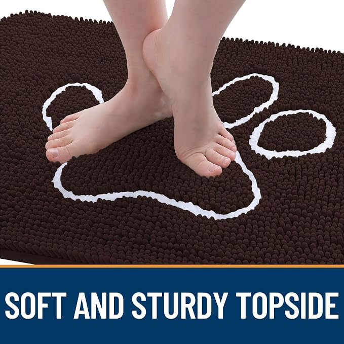 OLANLY Dog Door Mat for Muddy Paws 70x46, Paw Print Design, Absorbs Moisture