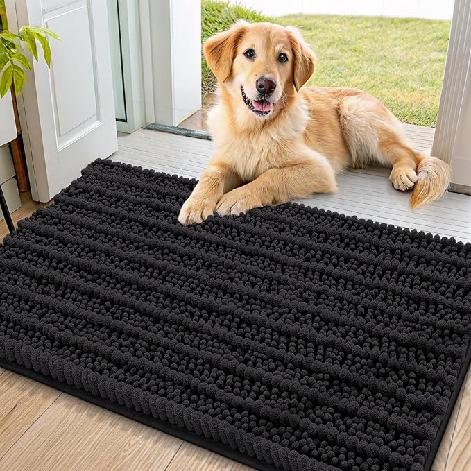 Smiry Dog Door Mat for Muddy Paws 40x24, Absorbent Dirt Trapper, Non-Slip