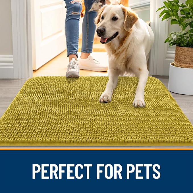 OLANLY Dog Door Mat for Muddy Paws 36x24, Absorbs Moisture and Dirt, Absorbent