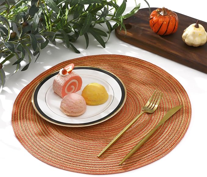 SHACOS Round Placemats Set of 4 Woven Braided Place Mats Table Placemats 15