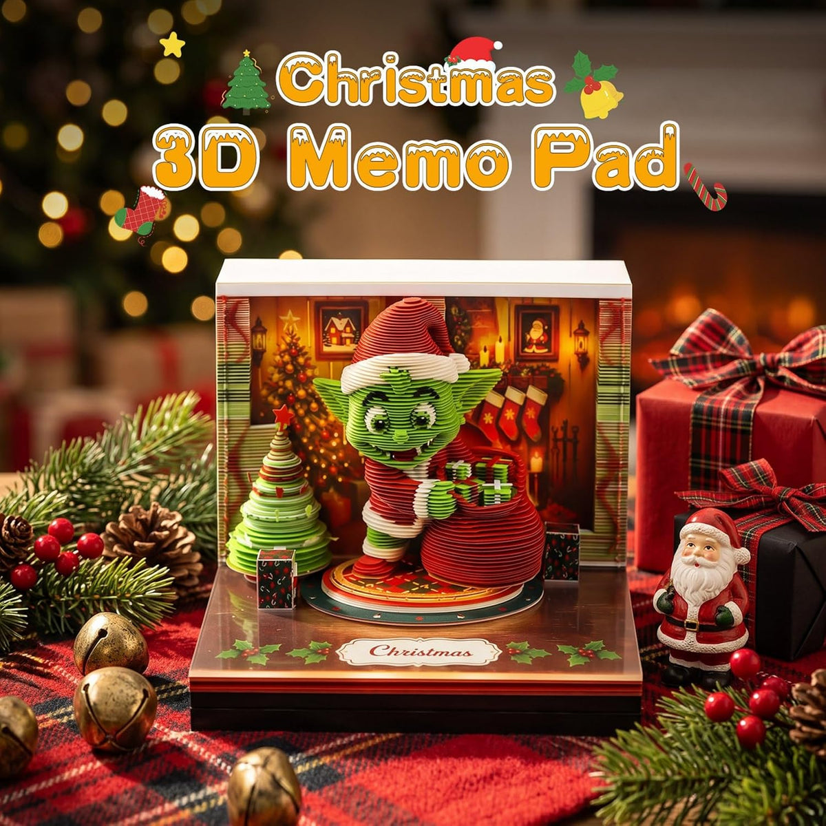 3D Timepiece Calendar 2027 Paper Art Memo Pad with LED Light – Tear-Away Desk Calendar for Record, Planner & Habit Tracker, Bookmark, Gift & Decorative Office Decor (Goblin)