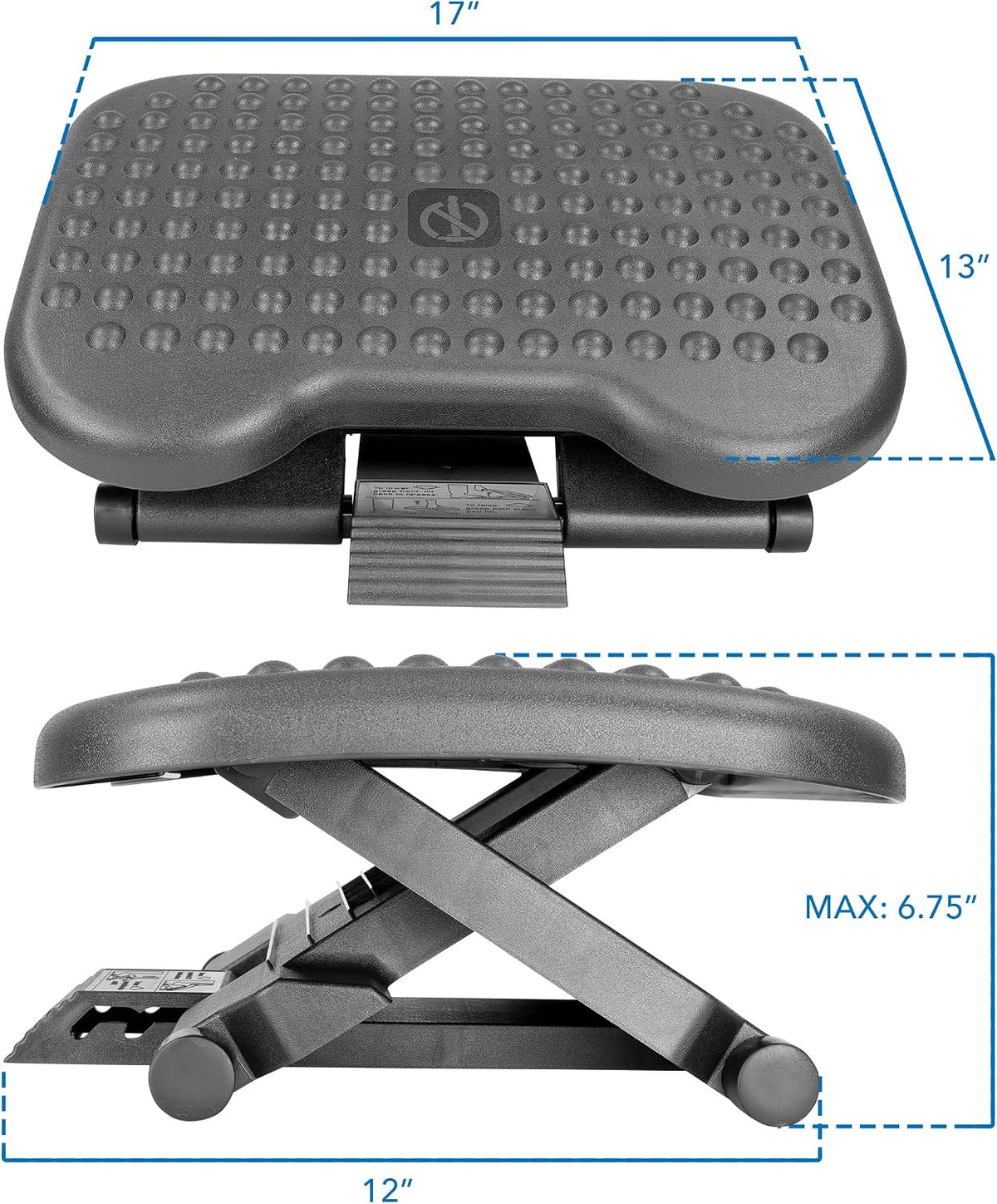 Mount-It! Foot Rest Under Desk with Massage Bumps & Foot Pedal Height