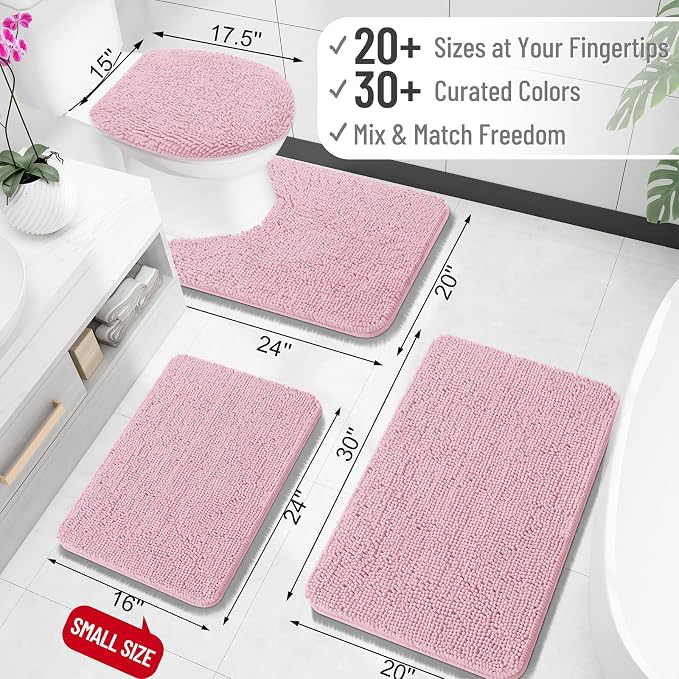 OLANLY Bathroom Rugs 30x20, Extra Soft Absorbent Chenille Bath Rugs, Rubber