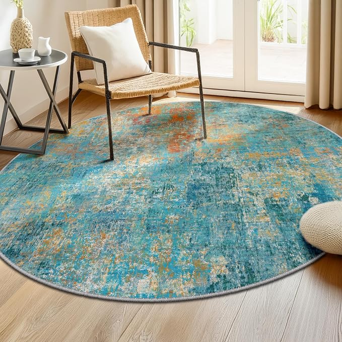 RELEANY Washable Area Rugs 6ft Non-Slip Modern Abstract Soft