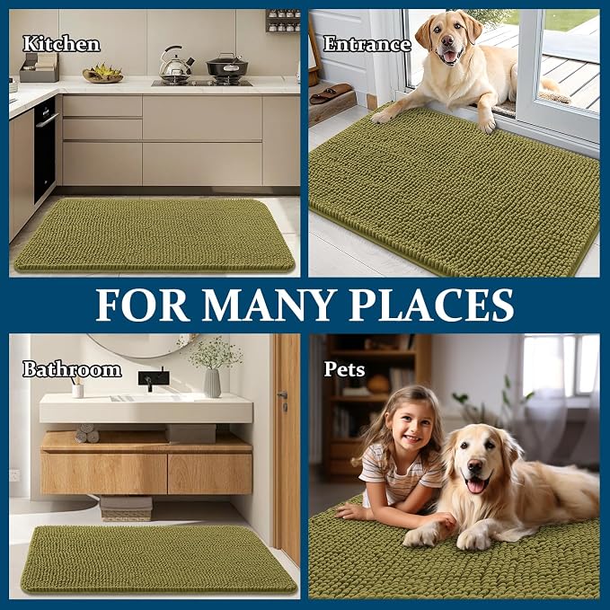 OLANLY Dog Door Mat for Muddy Paws 59x24, Absorbs Moisture and Dirt, Absorbent