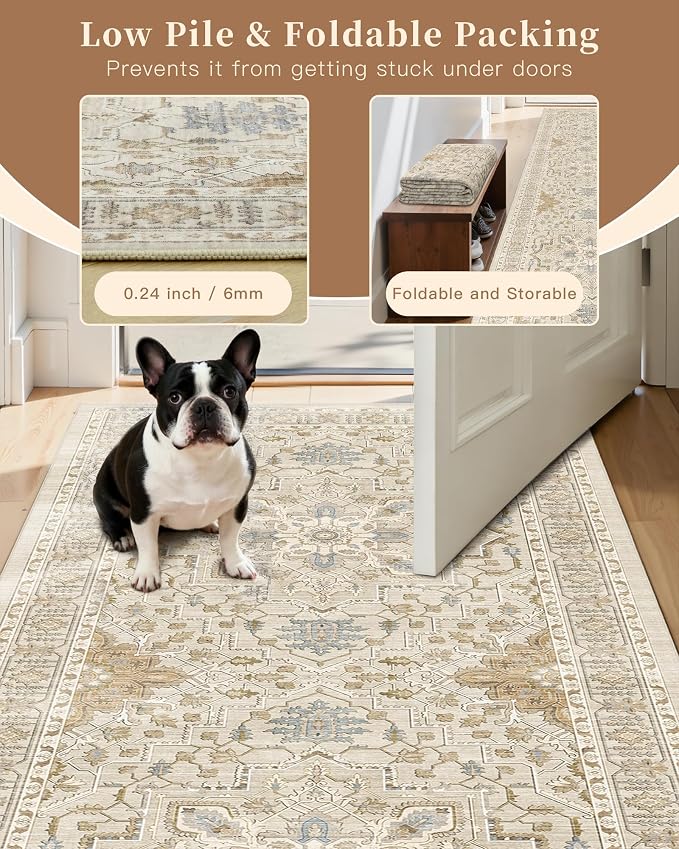 Madane Hallway Runner Rug 2'6''x12', Non Slip Vintage 12ft Runners
