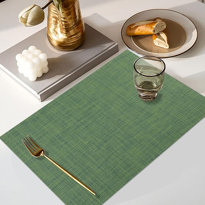 Vinyl Placemats Set of 4, PVC Woven Washable Non-Slip Table Mats, Heat