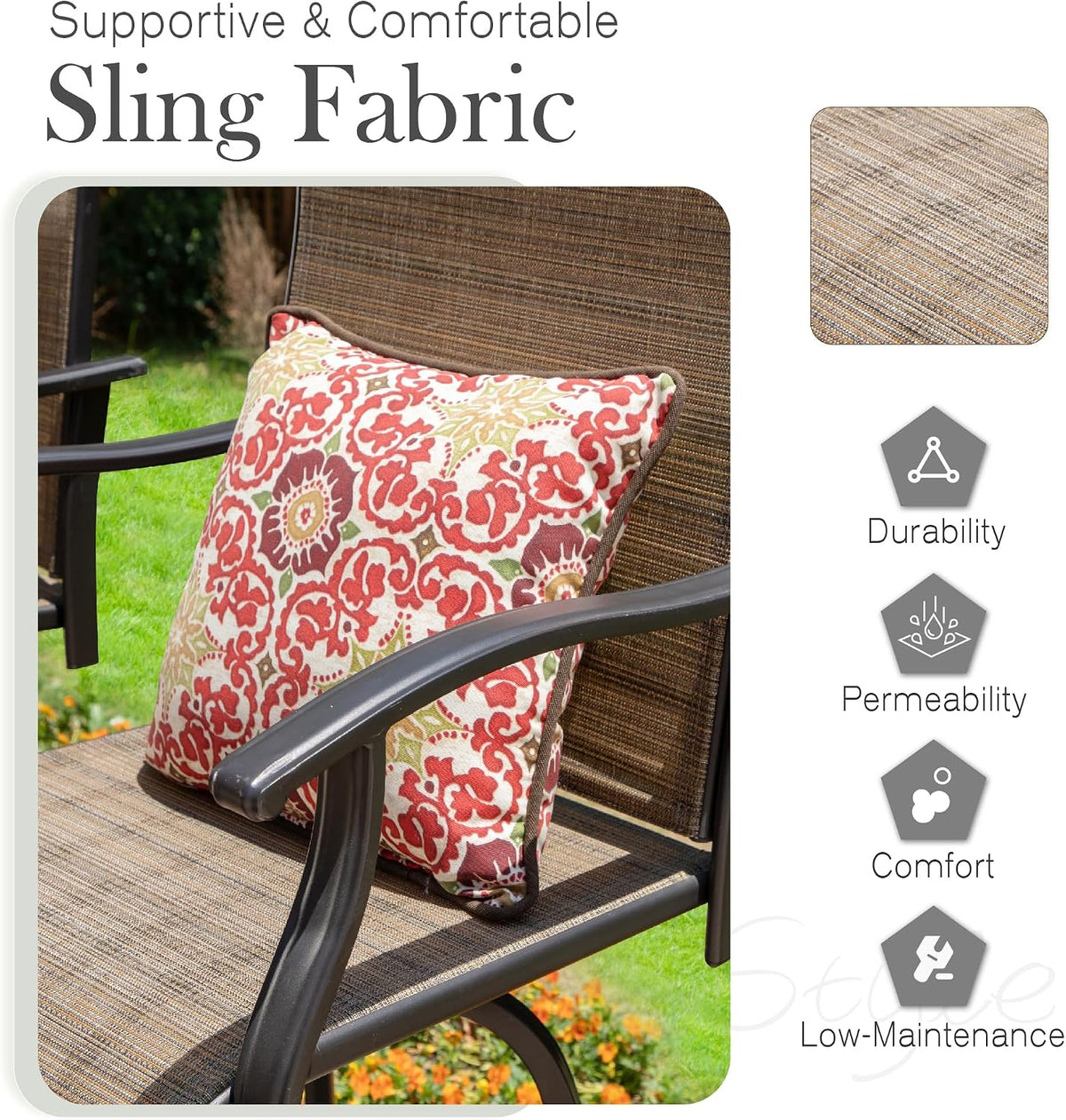 Sophia & William Swivel Outdoor Bar Stools Set of 4, Brown, 30 Inches