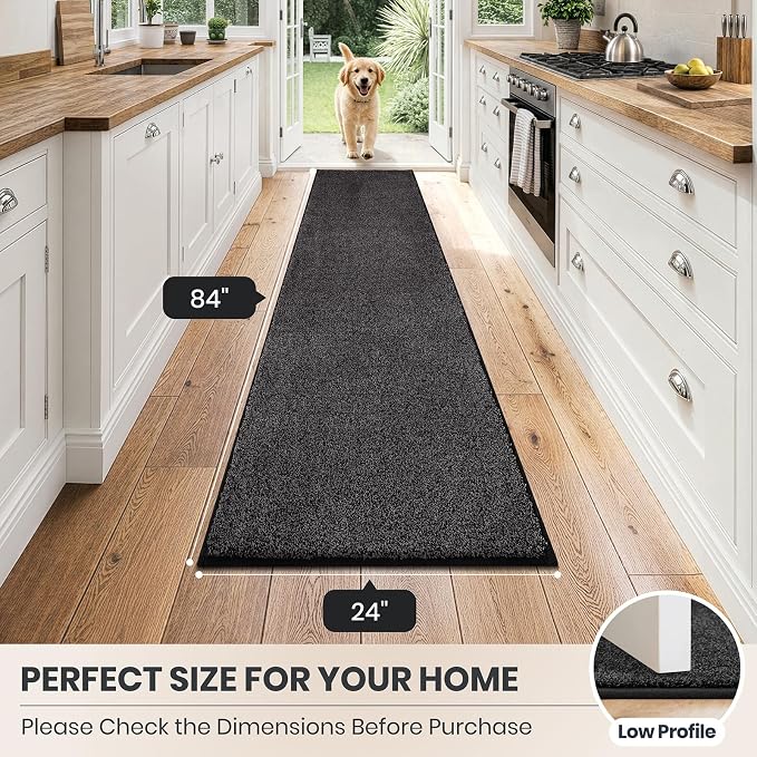 PURRUGS Dirt Trapping Door Mat 24" x 84", Non-Slip Machine Washable Entryway Rug