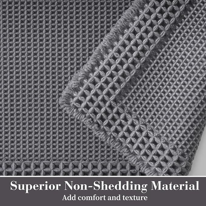 RESARE Waffle Bath Mat for Bathroom, Super Absorbent Bathroom Rugs Non Slip