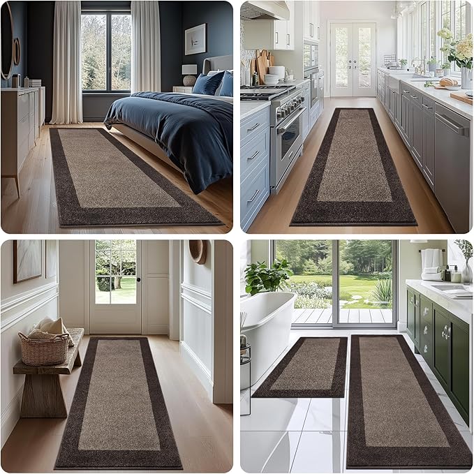 Machine Washable Kitchen Rug 32" x 72", Non Slip Indoor Door Rug, Absorbent