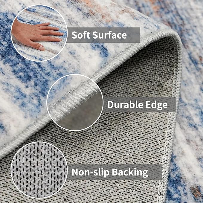 3x7 Washable Runner Rug for Family: Easy-to-Clean Runners for Hallway Entryway