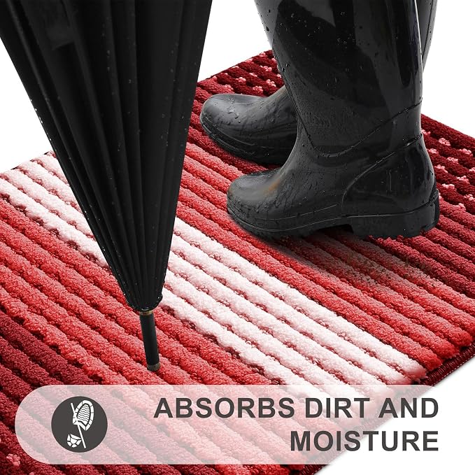 Kitinjoy Indoor Outdoor Door Mat, 36x24 Non-Slip Absorbent Dirt Trapper