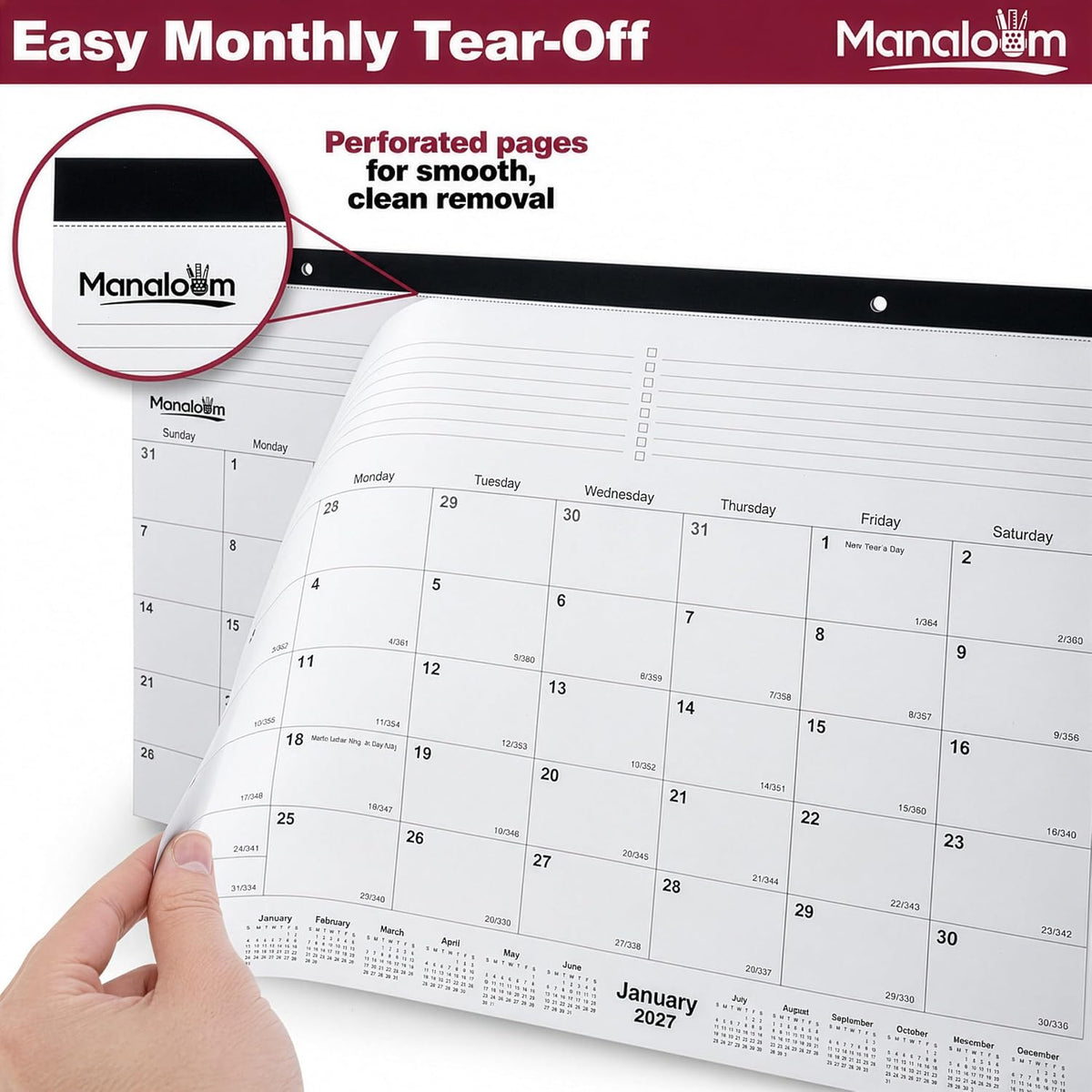 2027 Desk Calendar, Extra Large 22x17 Inch, Desk Pad Calendar, January to December 2027-3 Pack