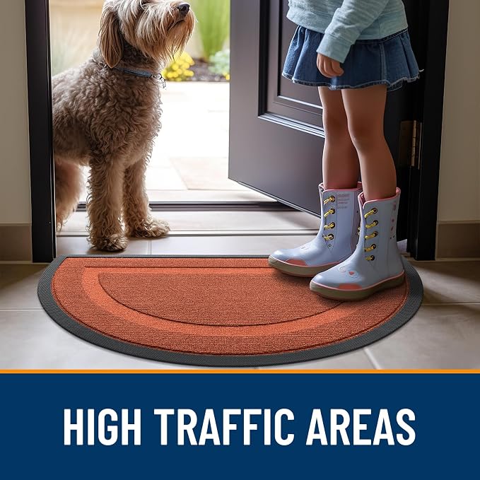 OLANLY Half Circle Door Mat Indoor Outdoor Entrance Welcome, Waterproof