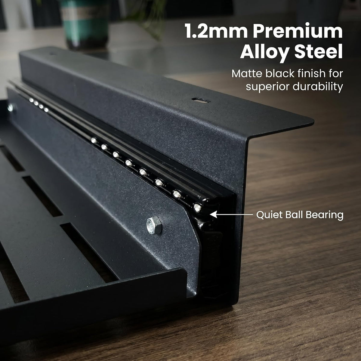 Under Desk Laptop Mount, Sliding Out Metal Laptop Tray with Ventilated Heat Dissipation, Heavy-Duty Steel Under Desk Storage Shelf for Home Office Desktop Hidden Device Organization