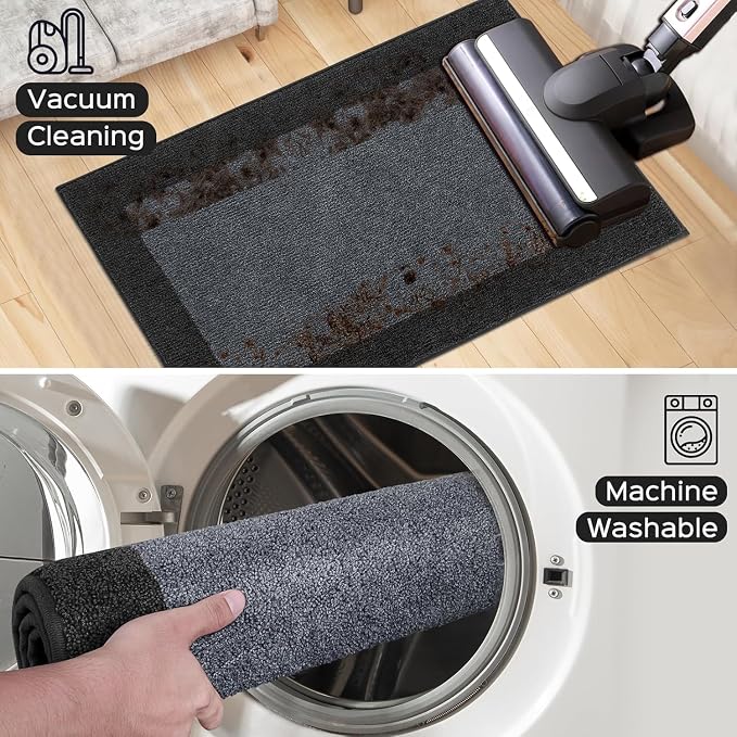 Machine Washable Kitchen Rug 24" x 96", Non Slip Kitchen Mat