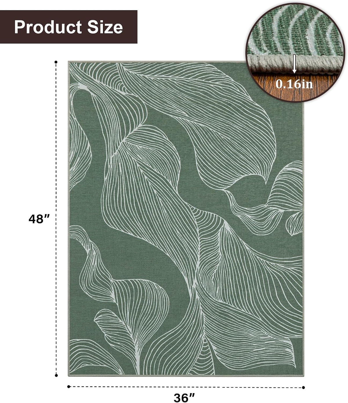 chakme Office Chair Mat for Hardwood Floor, 48"x36" Easy Glide Computer Desk Mat Protector for Rolling Chair Under Desk Rug Nonslip Backing, Machine Wash, (Leaf)