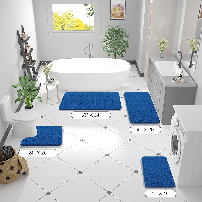 OLANLY Bathroom Rugs 30x20, Extra Soft Absorbent Chenille Bath Rugs, Rubber