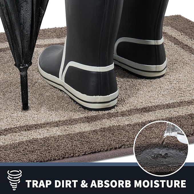 PURRUGS Dirt Trapping Door Mat 20" x 32", Non-Slip Machine Washable Entryway Rug