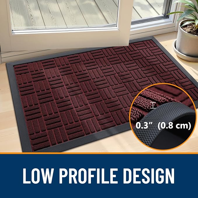 OLANLY Front Door Mat Outside Entrance 59x23, Heavy Duty Sturdy Natural Rubber