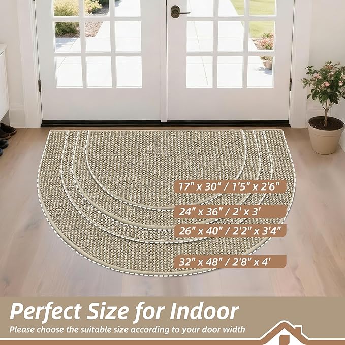 BEQHAUSE Dirt Trapper Door Mat 26" x 40" Half Circle Non-Slip Washable Doormats