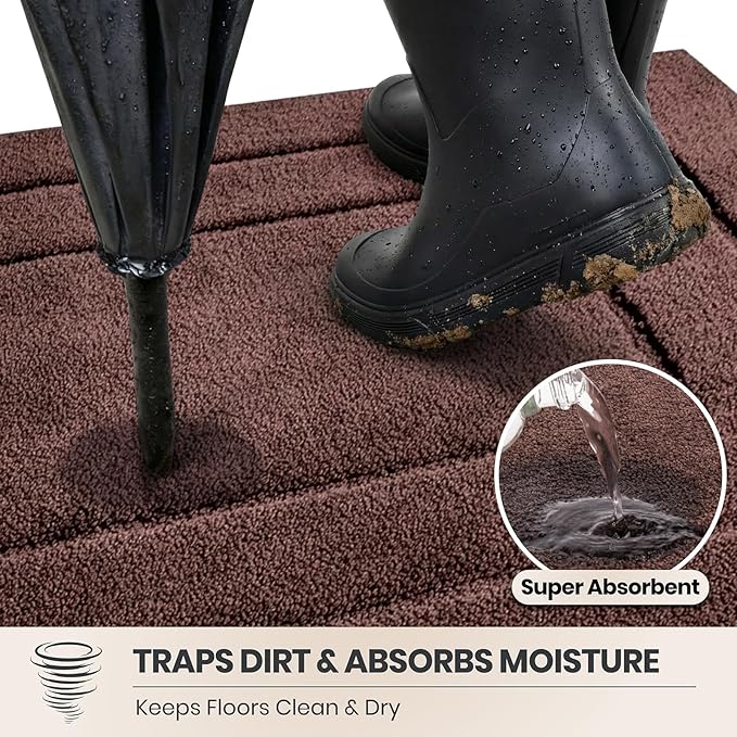 PURRUGS Dirt Trapping Door Mat 34" x 59", Non-Slip/Skid Machine Washable