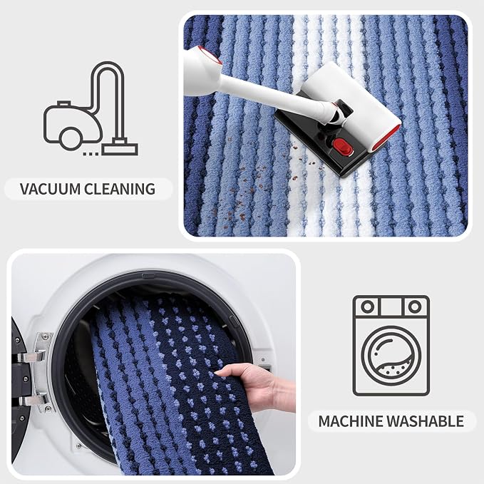 Kitinjoy Indoor Outdoor Door Mat, 47x20 Non-Slip Absorbent Dirt Trapper