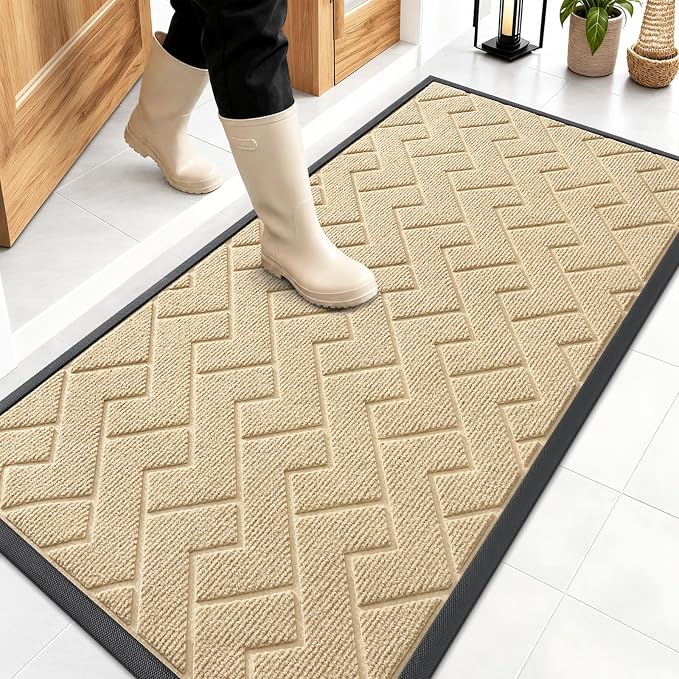 OLANLY Front Door Mat Indoor Outdoor Entrance, Waterproof All-Season,