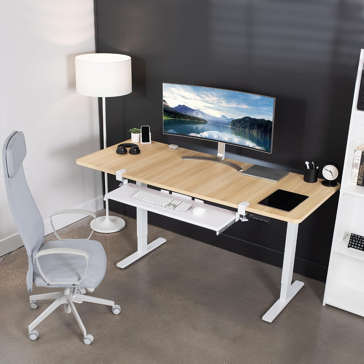 VIVO White Extra Large Clamp-on 34 x 11 in Keyboard Tray, MOUNT-KB15EW