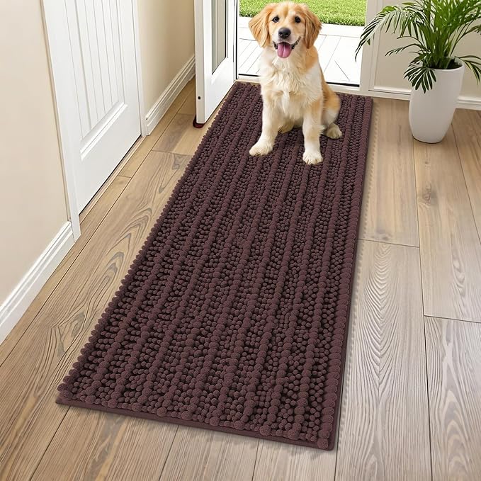 Smiry Dog Door Mat for Muddy Paws 59x24, Absorbent Dirt Trapper, Non-Slip