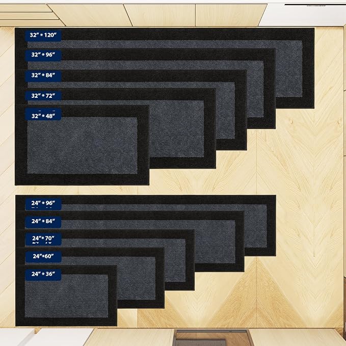Machine Washable Kitchen Rug 24" x 96", Non Slip Kitchen Mat