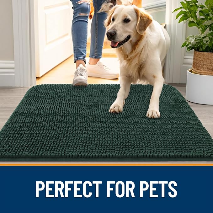 OLANLY Dog Door Mat for Muddy Paws 47x20, Absorbs Moisture and Dirt, Absorbent