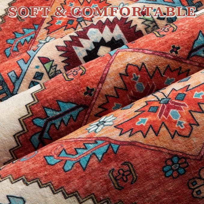 SERISSA Washable Rugs 6x9 Boho Area Rugs, Large Non-Slip Living Room Rug