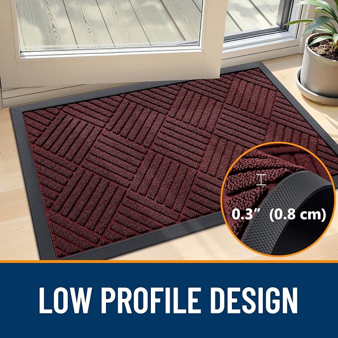 OLANLY Front Door Mat Outside Entrance 47x23, Heavy Duty Sturdy Natural Rubber