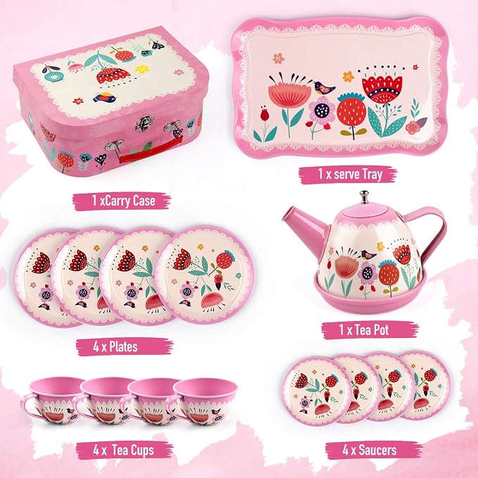 D-FantiX Kids Tea Set for Little Girls