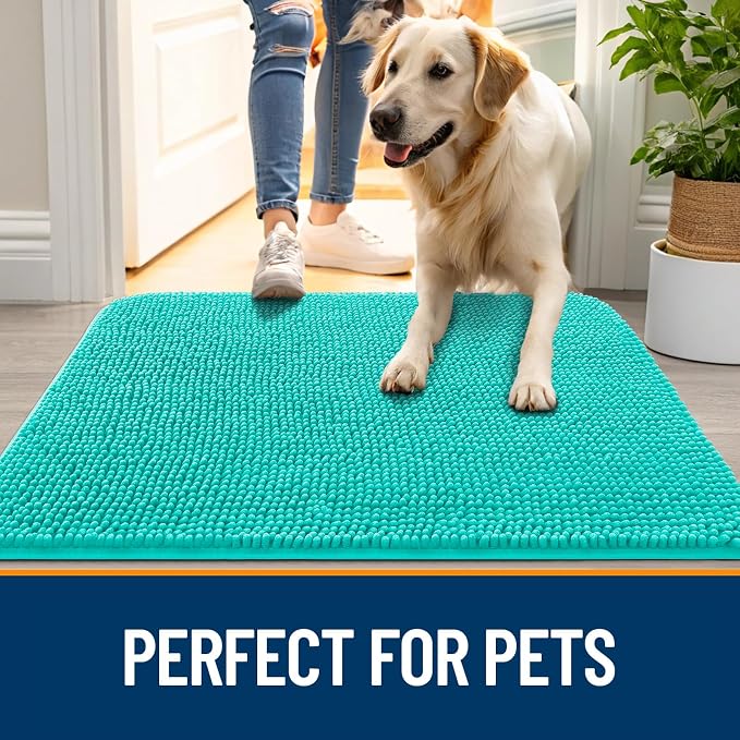 OLANLY Dog Door Mat for Muddy Paws 47x17, Absorbs Moisture and Dirt, Absorbent