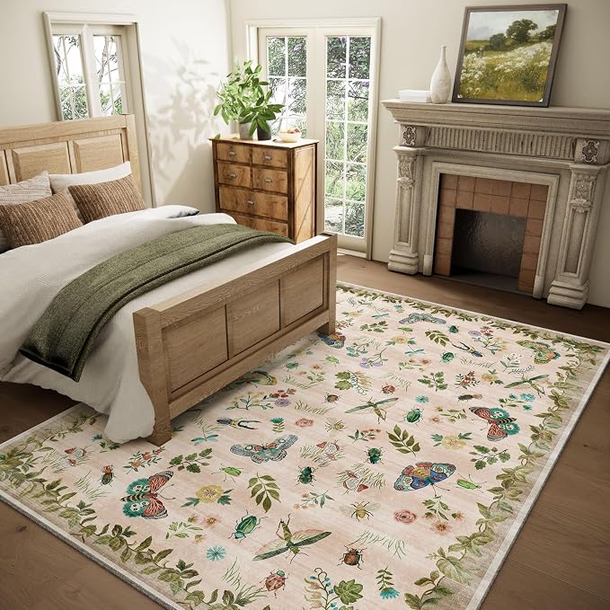 Machine Washable Rugs for Living Room: 8x10 Area Rugs Stain Resistant Non Slip
