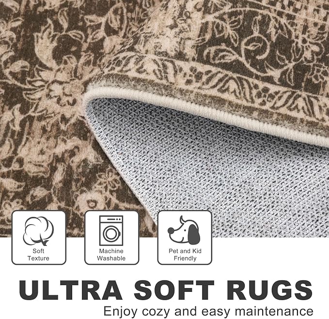 KILOCOCO Small Area Rug 2x3 Entryway Rugs Washable Rug Printed Vintage Floral