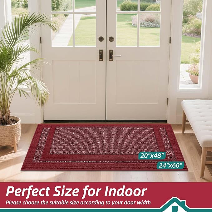 BEQHAUSE Indoor Door Mat 20" x 48", Dirt Trapper Door Mats Non-Slip Entryway