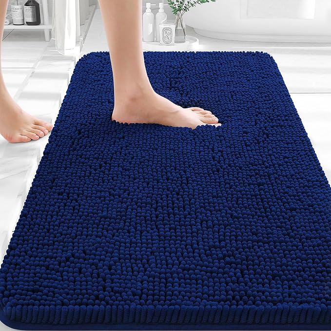 OLANLY Bathroom Rugs 35x24, Extra Soft Absorbent Chenille Bath Rugs, Rubber