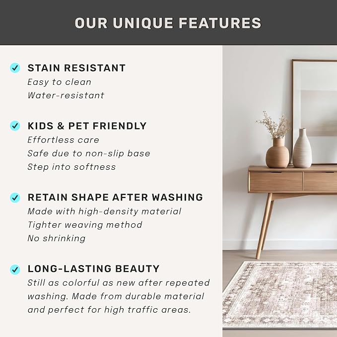 Boho 7x9 Area Rug for Living Room