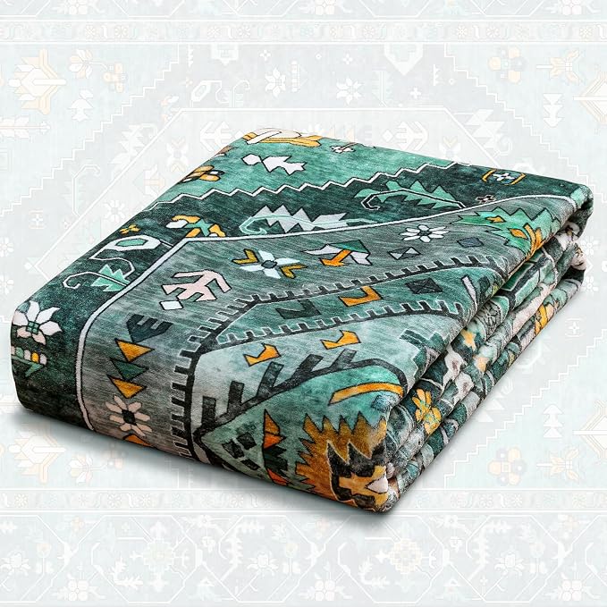 SERISSA Boho Area Rug 5x7 Teal, Washable Large Rugs