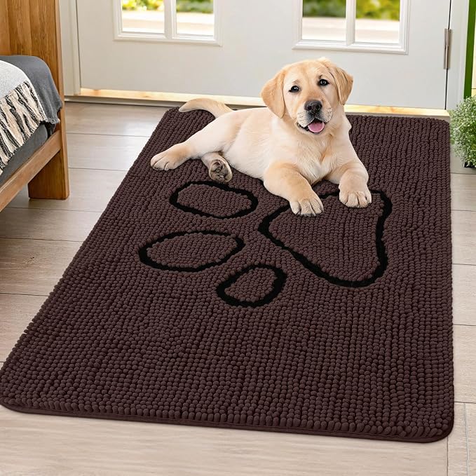 Smiry Dog Door Mat for Muddy Paws, Absorbent Dirt Trapper Non Slip Quick Dry