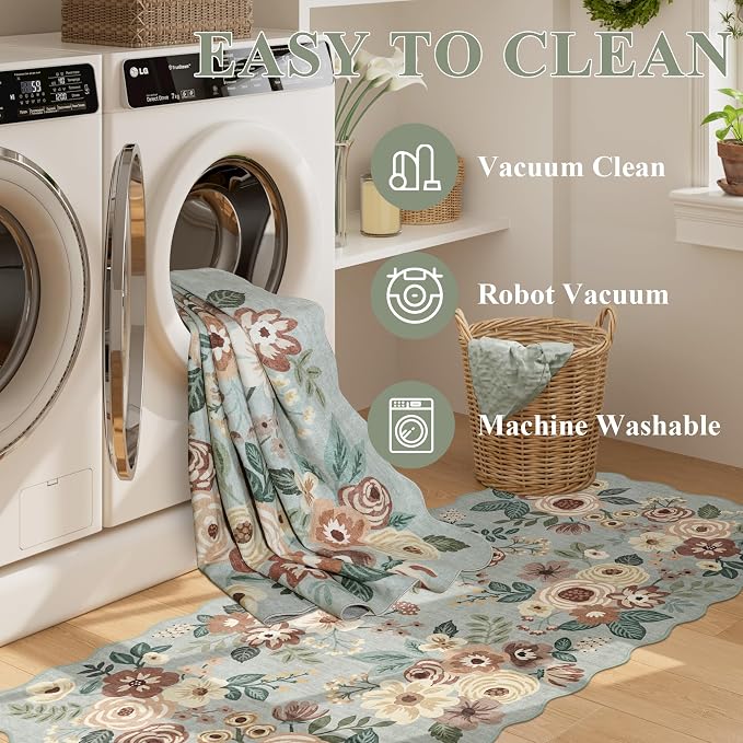 DUKINO 3x5 Area Rug, Floral Non-Slip Indoor Washable Rug