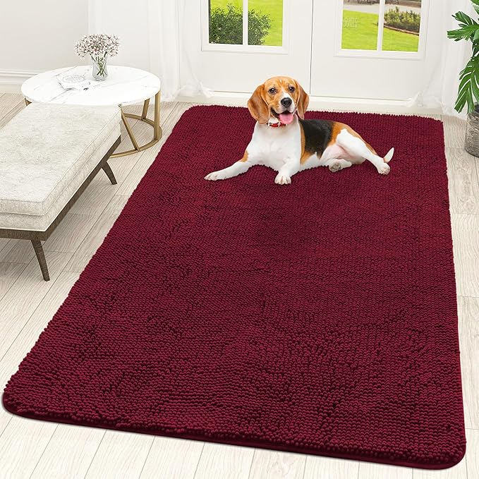 OLANLY Dog Door Mat for Muddy Paws 59x35, Absorbs Moisture and Dirt, Absorbent