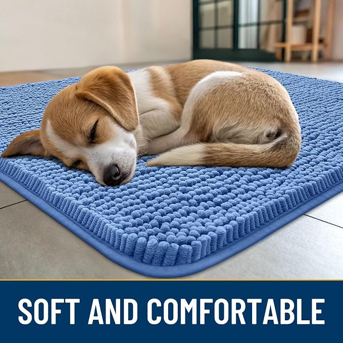 Smiry Dog Door Mat for Muddy Paws 48x30, Absorbent Dirt Trapper, Non-Slip