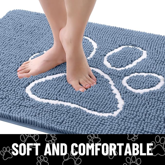 Smiry Dog Door Mat for Muddy Paws, Absorbent Dirt Trapper Non Slip Quick Dry